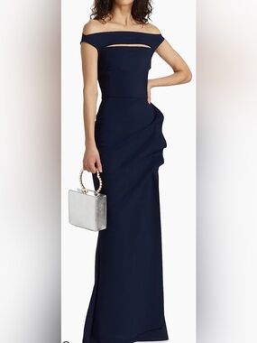 Chiara Boni La Petite Navy Blue Melania Gown, Size 54 (16 US)